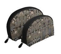 Steampunk Meccanico Ingranaggi 2 Pz Cosmetici Borse Viaggio Trucco Pochette Portatile Sacchetto di Toilette Borsa di Immagazzinaggio per le Donne, Ingranaggi meccanici Steampunk, Taglia unica