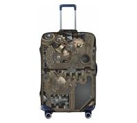 Steampunk Meccanico Ingranaggi Bagagli Valigia Trolley Caso Protector Elastico Lavabile Anti Graffio Fit 45-81 Pollici, bianco, S