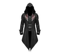 FRESQA Steampunk Medievale Frac Costumi di Halloween per Uomo Rinascimento Pirata Vampiro Gotico Giacche Vintage Warlock Frock Coat 3XL