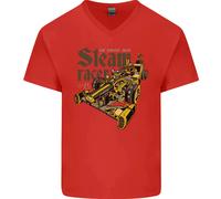 Steampunk Motorsports Auto da Corsa Uomo Scollo A V Cotone T-Shirt