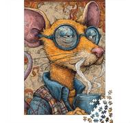 Steampunk Mouse with Goggles Puzzle Impossible 1000 Pezzi Decorazione Per La Casa. Giochi Rilassamento E Intelligence Per Adulti E Bambini Da 12 Anni 52x38cm/1000pcs