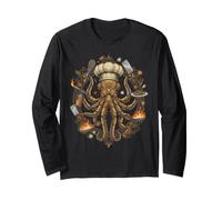 Steampunk Octopus Chef Cook Mechanical Cuisine Maglia a Manica
