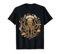 Steampunk Octopus Chef Cook Mechanical Cuisine Maglietta