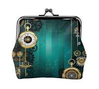 Steampunk Orologi Chiavi e catene Stampa Portamonete piccolo Portamonete in pelle con chiusura a bacio Portafoglio portamonete Regali per uomo Donna