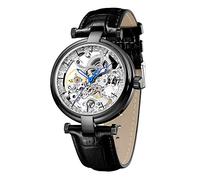Steampunk - Orologio automatico con scheletro in pelle dorata, 40 mm, colore: argento