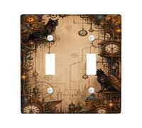Steampunk - Placca di copertura per interruttore della luce, motivo gatto | Ingranaggi Steampunk, Illustrazione del gatto alato, Elementi antichi dell'orologio, estetica industriale
