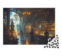 Steampunk Puzzle 1000 Pezzi Adulti Art Steampunk Bookstore Collection Regalo Per Amore E Amico Collezione Challenge Intrattenimento Creativo Colorato Riduzione Dello Stress 1000pcs (75x50cm)