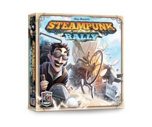 Steampunk Rally - Card Drafting and Dice Placement Race Game - Build Custom Inventions to Race Through the Swiss Alps - 2-8 Players - Strategy Board Game Featuring Historical Inventors - Ages 14+