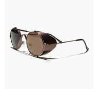 Steampunk Rame Occhiali da Sole Con Pieghevole Lato Scudi Marrone Lenti - Bram