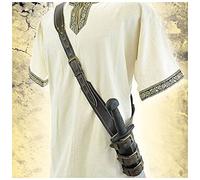 Steampunk Regolabile Pirate Dagger Holster Baldric Leather Sword Holder Medievale Cavaliere Vichingo Tracolla per Larp Cosplay Nero, Stile Medievale