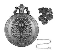 Steampunk, set di dadi da tasca, set di cubi portatili, con orologio da tasca, giocattolo a cubo di conchiglia, 7 pezzi, gioco da tavolo in metallo, piccoli cubi, accessori per uomini e donne