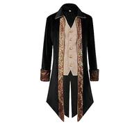 Steampunk Tailcoat Uomo Nera, Gotica Giacca Uomo con Bottoni, Retrò Vittoriano Medievale Cappotto Slim Fit Intage Blazer Classico Pirati Vampiro Cosplay Costume per Halloween e Carnevale Party
