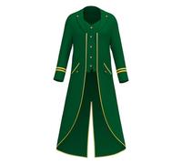Steampunk Tailcoat Uomo Nera, Gotica Giacca Uomo con Cerniera, Retrò Vittoriano Medievale Cappotto Slim Fit Intage Blazer Classico Pirati Vampiro Cosplay Costume per Halloween Gentiluomo Frack