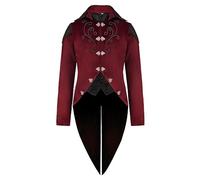 Steampunk Tailcoat Uomo Nera, Gotica Giacca Uomo con Cerniera, Retrò Vittoriano Medievale Cappotto Slim Fit Intage Blazer Gentiluomo Frack Classico Pirati Vampiro Cosplay Costume per Halloween