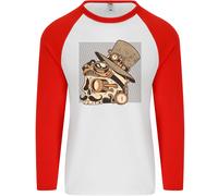 Steampunk Teschio Con Baffi Uomo L/S Baseball T-Shirt