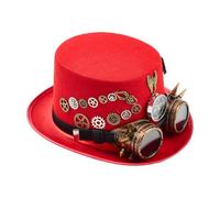 Steampunk Top Hat Unisex Gothic Felt Headwear with Goggle Steampunk Top Hat