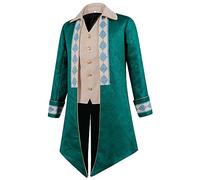 Steampunk Tuxedo Jacquard - Gothic Frack Uomo Midi Trendy Verde Cappotto Vittoriano Camminare Retro Medievale Elegante Giacca Teatro Performance Abbigliamento Cosplay Carnevale Halloween