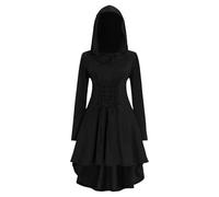 Steampunk, vestito da donna gotico, con cappuccio, stile rinascimentale, stile vittoriano, maxi abito con corsetto, cintura medievale, horror per feste, stile retrò, per Halloween, costume da strega