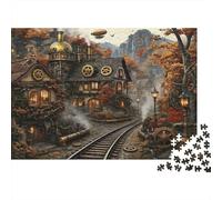 Steampunk Village Scene Puzzle Per Adulti 1000 Pezzi Per Uomini E Donne Attività Domestiche Arredamento Casa Made in Europa Sviluppo Della Concentrazione Materiali Ecologici 38x26cm/1000pcs