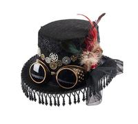 Steampunks Cappello piatto per donne uomo con occhiali Halloween Cosplay partito costume cappello gotico musica festival gioco di ruolo festa per le donne