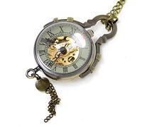 SteamTransparent Vetro Argento Palla Meccanica Orologio Da Tasca Catena Pendente Della Collana Orologio Da Tasca Regali Per La Famiglia Decorare (Oro)