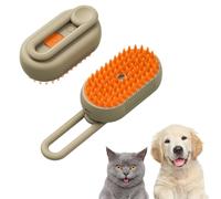 Steamy Brush Pro, 3 in 1 Steamy Pet Brush, 360° Swivel Handle, Pet Spray Massage Comb for Gatti and Dogs, One-Click Spray Anti-Flying Comb, Bath Brush (Brown)