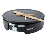 Steba Macchina per crepes XXL CR 36, con rastrelliera e paletta per crepe, diametro 35 cm, piastra rimovibile, regolazione continua della temperatura 18-76-00, acciaio inox nero