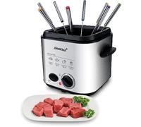 Steba Mini friggitrice in acciaio inox con set di fonduta 2 in 1, filtro antiodore, volume 1,2 litri, 8 forchette in acciaio inox, potente e veloce grazie a 840 Watt, DF 95
