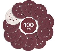 STEBRUAM 100 Pezzi Dischi Abrasivi 125mm Grana 100, Carta Vetrata Abrasiva 8 Fori per Levigatrice Orbitale