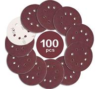 STEBRUAM 100 Pezzi Dischi Abrasivi 125mm Grana 180, Carta Vetrata Abrasiva 8 Fori per Levigatrice Orbitale
