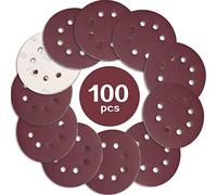 STEBRUAM 100 Pezzi Dischi Abrasivi 125mm Grana 320, Carta Vetrata Abrasiva 8 Fori per Levigatrice Orbitale
