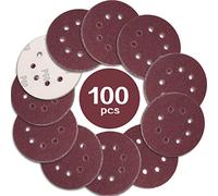 STEBRUAM 100 Pezzi Dischi Abrasivi 125mm Grana 60, Carta Vetrata Abrasiva 8 Fori per Levigatrice Orbitale