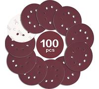 STEBRUAM 100 Pezzi Dischi Abrasivi 125mm Grana 600, Carta Vetrata Abrasiva 8 Fori per Levigatrice Orbitale