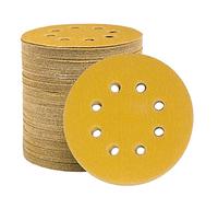 STEBRUAM 100 Pezzi Dischi Abrasivi da 125 mm Fogli di Sabbia a Disco 100 Graniglie Carte Abrasive 8 Fori Levigatura Carta Vetrata Smerigliatrice a Grana Grossa Cuscinetti per Levigatrice Orbitali