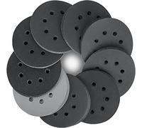 STEBRUAM 125mm Dischi Abrasivi, 80 pezzi Carta vetrata al carburo di silicio, 10 x 320/400/600/800/1000/1200/1500/2000 Graniglie 8 Fori Nero, per Levigatrici Orbitali