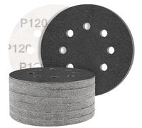 STEBRUAM 50 Dischi Abrasivi 125mm Grana 120 Carburo di Silicio Carte Abrasive 8 Fori per Levigatrici Orbitali,Rotondi Carta Vetrata Impermeabile x Metallo Carrozzeria Legno
