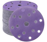 STEBRUAM 50Pz Dischi Abrasivi da 150 mm,Grana 180 15 Fori Carta Vetrata Abrasiva per Levigatrice Orbitale viola
