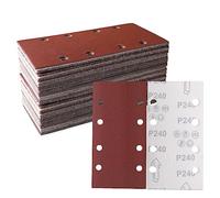 STEBRUAM Abrasivi Carta Vetrata 93 x 185mm per Ricambi Levigatrice Orbitale, Grana 240, 8 Fori per Levigatrice Rettangolare Carta Vetrata Legno Carta Abrasiva - 30 Pezzi