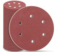 STEBRUAM Dischi Abrasivi 225 mm, Carta Abrasiva 30 Pezzi Kit di Carta Abrasivi a 6 fori Rotondi di Carta Vetrata, Grana P100 per Smerigliatrici per Cartongesso e Giraffe Abrasive