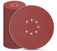 STEBRUAM Dischi Abrasivi 225 mm, Carta Abrasiva 50 Pezzi Kit di Carta Abrasivi a 8 fori Rotondi di Carta Vetrata, Grana 10 x P40/60/80/120/240 per Smerigliatrici per Cartongesso e Giraffe Abrasive