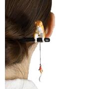 Stecche per capelli in legno da donna-Spille naturali in legno di sandalo con eleganti nappe, stick per capelli da pesca con gatto (2 pezzi)
