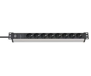 STECKDOSENLEISTE ALU 8-FACH - 19IN SILBER NEW