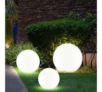 Set da 3 lampade a LED solari a forma di sfera per illuminazione esterna, lampade bianche, faretti