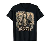 Stede Bonnet Pirate Captain Caraibi Storia Maglietta