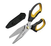 Stedi Forbici per impieghi gravosi, multiuso, lama in acciaio inox, lunghezza 20 cm, con denti piccoli e copertura protettiva, comoda impugnatura antiscivolo, per il lavoro e l'uso domestico