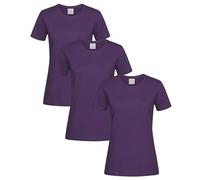 Stedman Tshirt Donna Cotone 100% Pack x3 - T-Shirt Maglietta Donna Classica a Maniche Corte ST2600 Classic-T Fitted Women (Deep Berry - M)