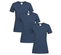 Stedman Tshirt Donna Cotone 100% Pack x3 - T-Shirt Maglietta Donna Classica a Maniche Corte ST2600 Classic-T Fitted Women (Blu Navy - M)