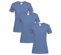 Stedman Tshirt Donna Cotone 100% Pack x3 - T-Shirt Maglietta Donna Classica a Maniche Corte ST2600 Classic-T Fitted Women (Blu Denim - XL)