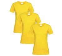 Stedman Tshirt Donna Cotone 100% Pack x3 - T-Shirt Maglietta Donna Classica a Maniche Corte ST2600 Classic-T Fitted Women (Giallo Girasole - XL)