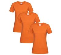 Stedman Tshirt Donna Cotone 100% Pack x3 - T-Shirt Maglietta Donna Classica a Maniche Corte ST2600 Classic-T Fitted Women (Arancione - S)